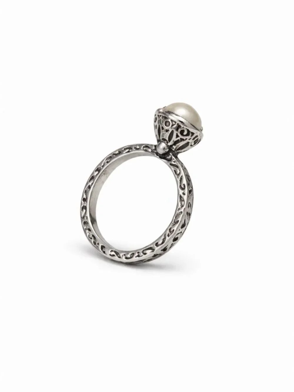 Silver Ornament Women's Ring Norse Theme - Handcrafted - Size 5.75